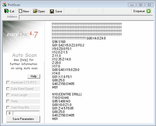PortScan active recognition window analyzing incoming serial signals