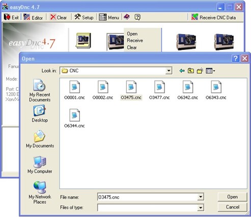 Selecting file to load into easyDnc transmit buffer