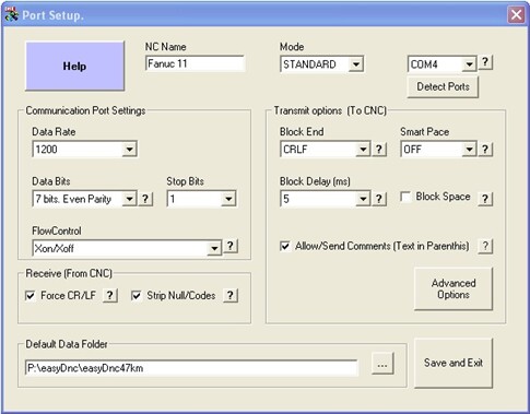 Port Setup Configuration Properties Window